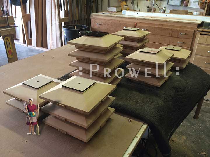 image showing the shop and multiple post caps. 
