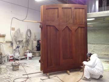 progress_woodrx-2 finishing a wood gate with stain