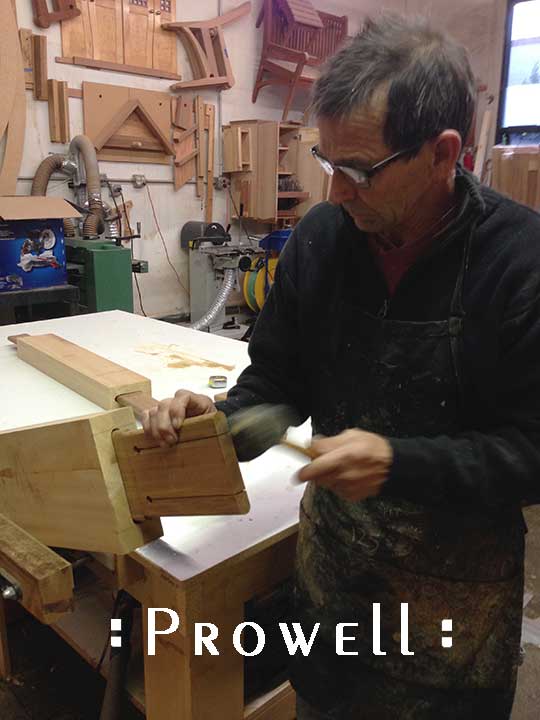 shop photograph showing the joinery for building the unusual garden gate #208