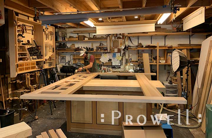 shop progress photograph showing how to build the wooden driveway gates #11-1