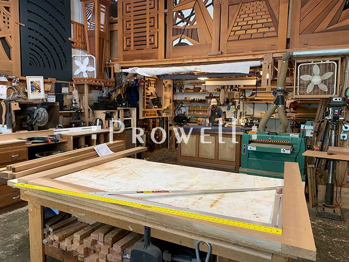 shop progress for wood entry gates #13-2 for sloping grade.