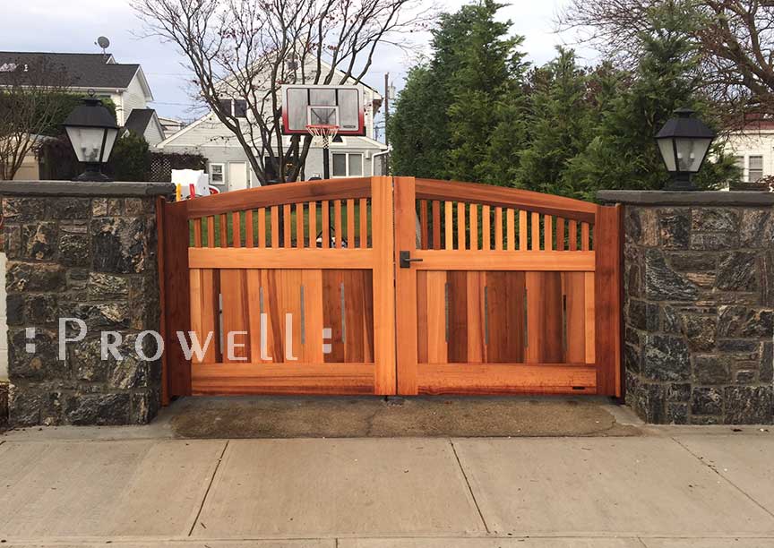 site photograph showing the wooden entrance gates #14-4. prowell woodworks