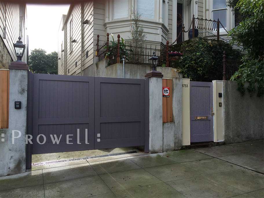custom wood privacy driveway gate #19-1 in San Francisco. Prowell