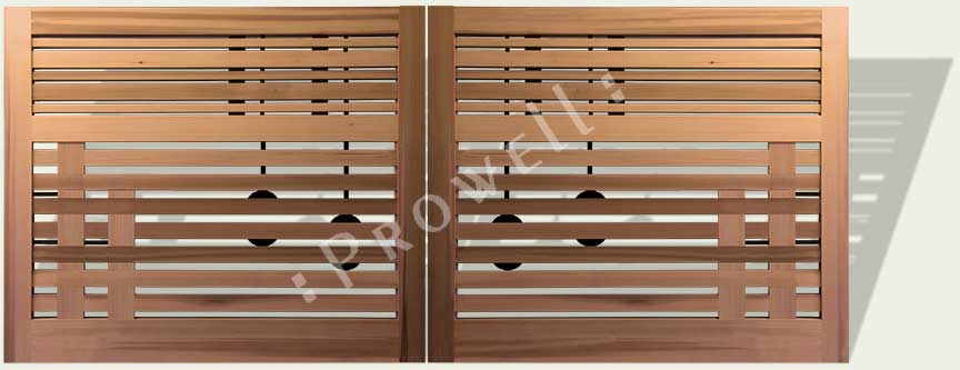 horizontal wood driveway gate #210