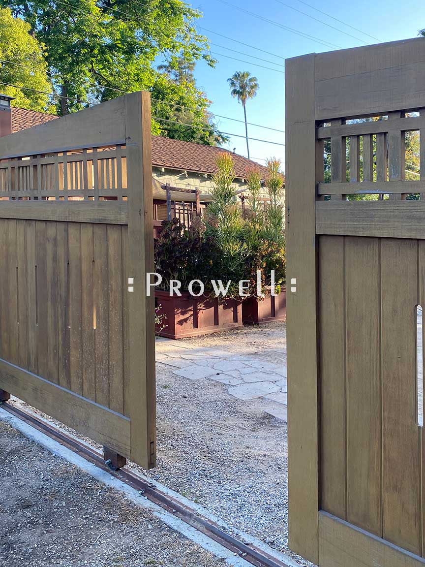 custom wood sliding drive gates @29-1b in pasadena, ca.