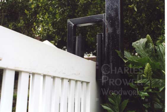 site photograph showing the alignment rollers for sliding gate designs #2-2 in Marin County, California