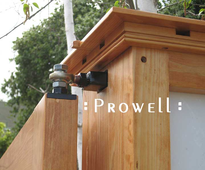 site photograph showing the top hinge for wood entry gate #2-5 in san Francisco bay area