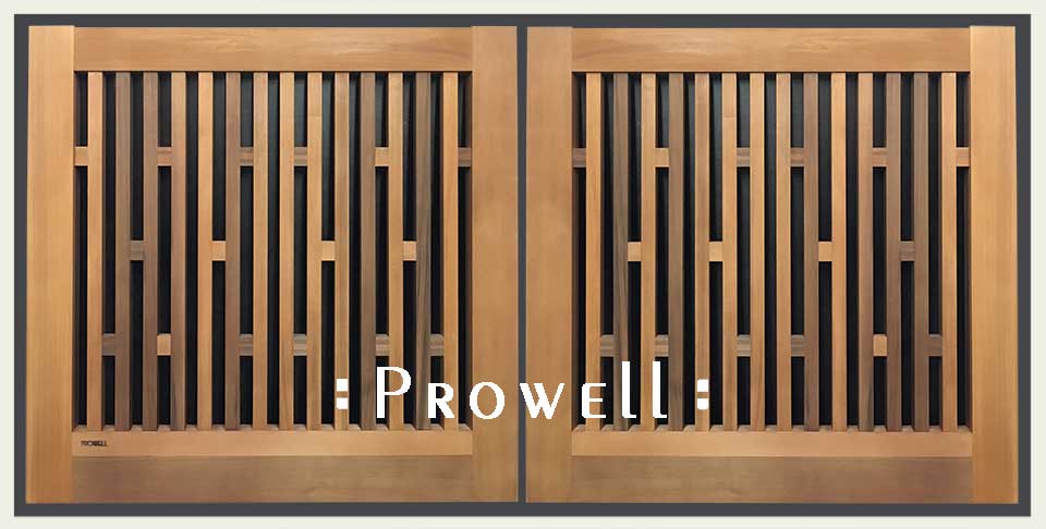 cropped photo showing the double wooden driveway gates #4-1.