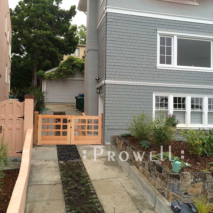 site photograph showing the cedar driveway gates #5-2 In the Oakland Hills
