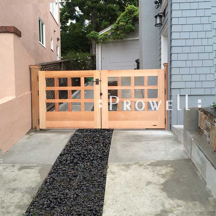 site photograph showing the double wooden driveway gates #5-1 in Oakland, California