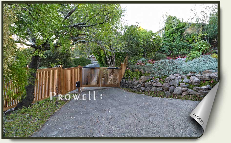 Automatic wood driveway gate #16-9b i Marin county, ca. prowell