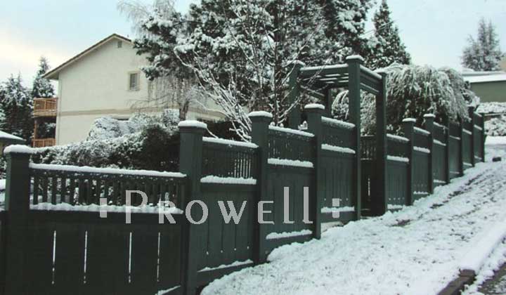 custom wood fence panels on a hillside in Sonoma, CA