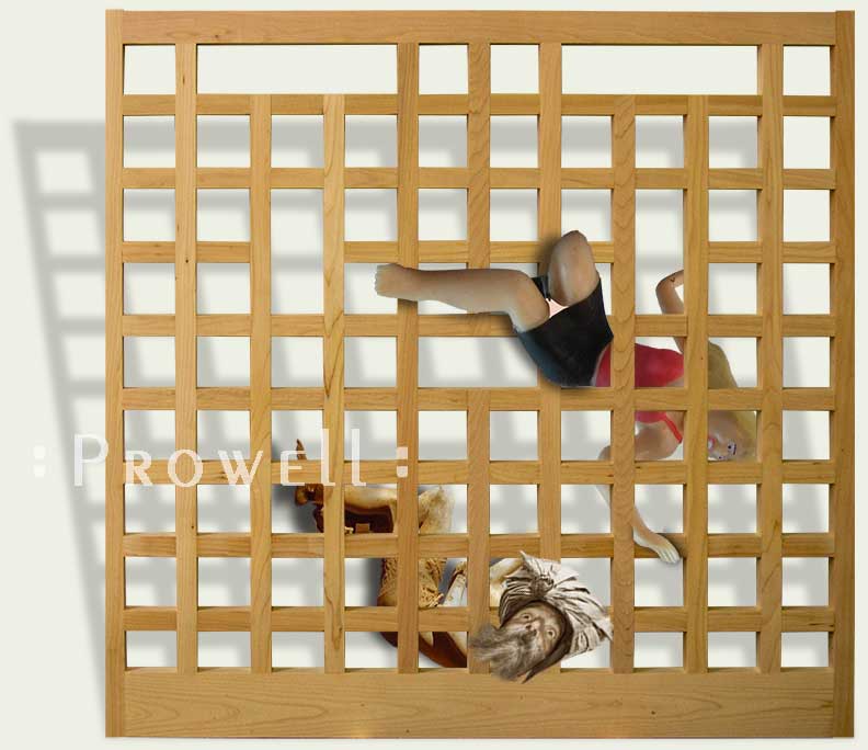 custom wood fence panels #21 with open grids.