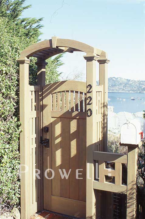 Wood Garden Gate Arbor with arch in Sausalito, CA