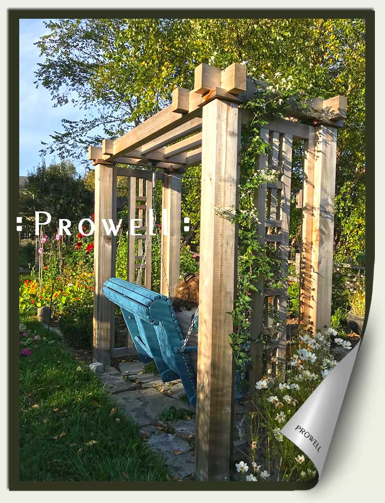 outdoor wood arbor and swing stand. prowell