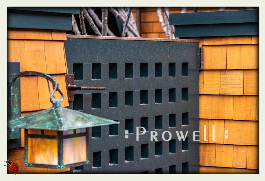 close-up photograph on site showing the wood garden gate #101-2 #101-2 in Berkeley, California
