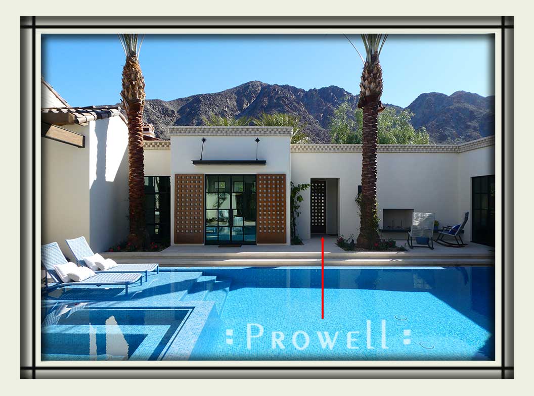 site photograph showing the residence with inner courtyard and pool in Palm Springs, california