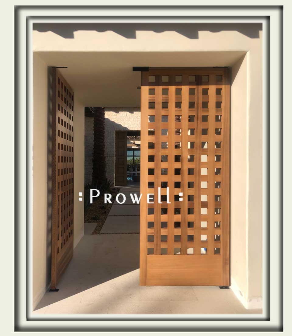 site photograph showing the double wood garden gate #101 in Palm Springs, California