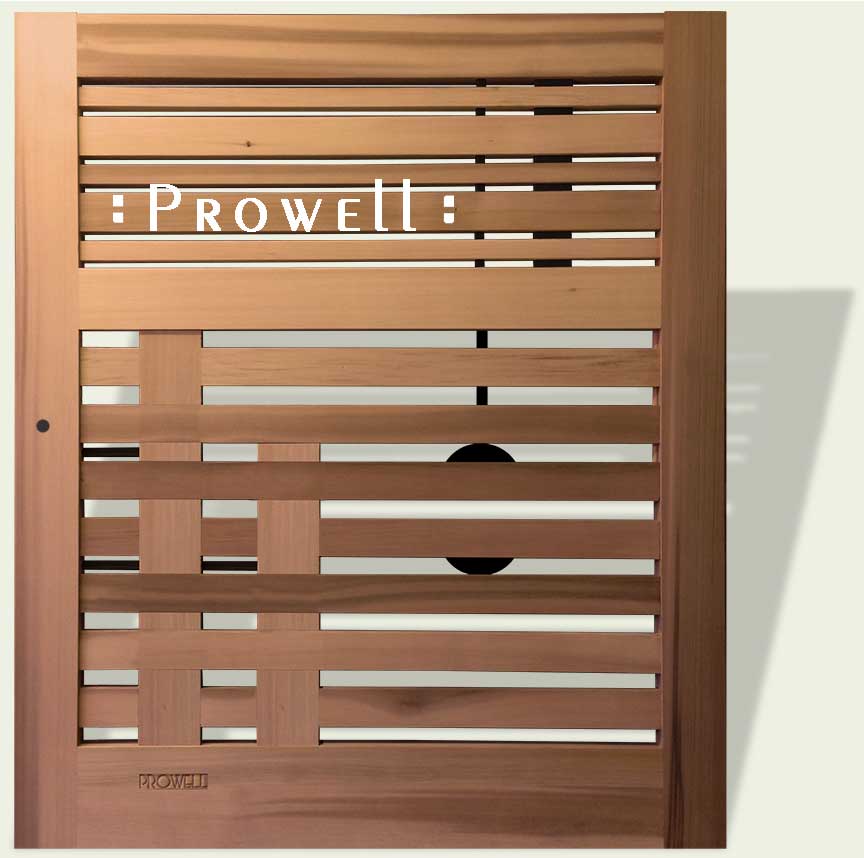 cropped photo showing the modernist wood gates #115-A1