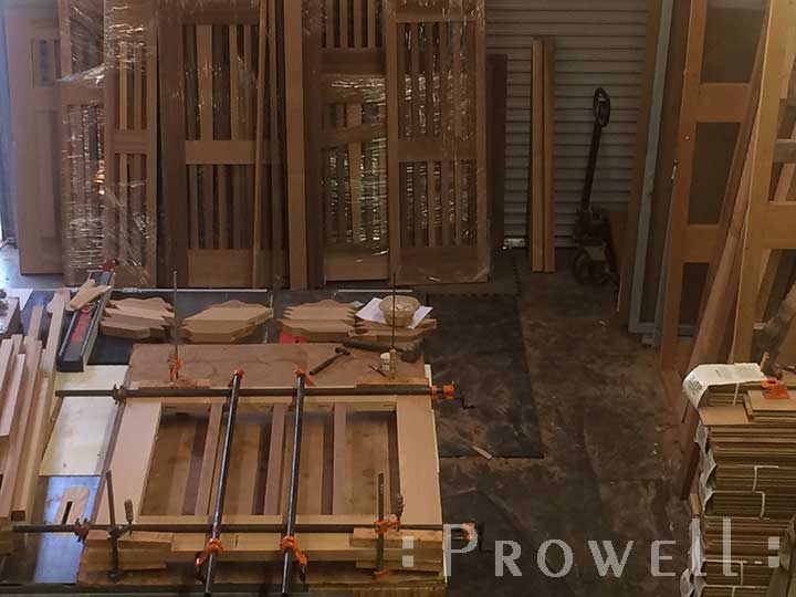 Shop photo showing how to build a Chevron pattern wood gate. prowell