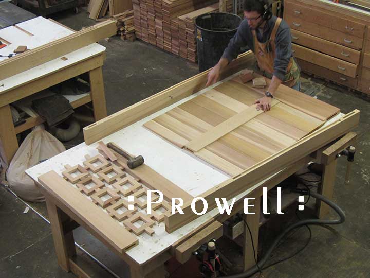 Shop photo showing Ben building the complex wood gate design #12