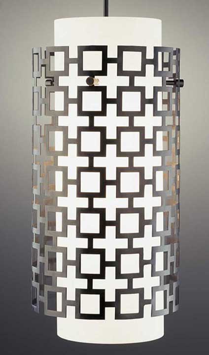 showing the pendant porch light that inspired wood gate design #12