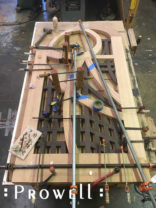 shop photo showing the step by step process for building the modern gate #200A