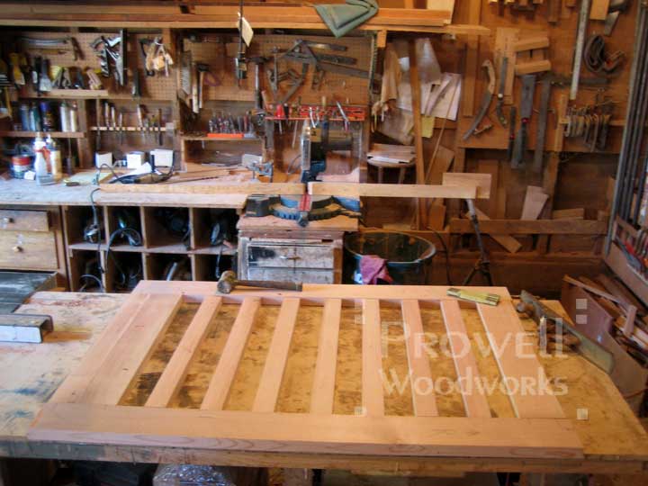 shop in-progress photo on how to build the wood gate #201