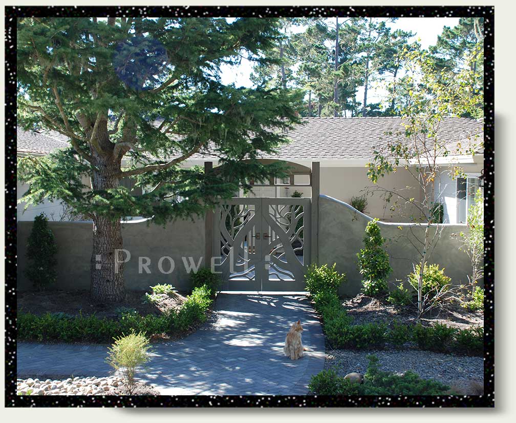 site photo showing eccentric garden gates #204 in Pebble beach, California