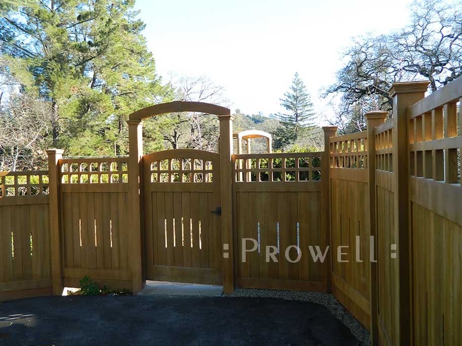 A view of curved garden gate 20-24 with fence panels #1 in san francisco bay area