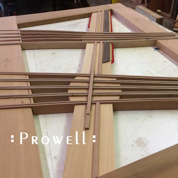 in-progress shop photo showing the diagonal spline of the eccentric gate design #213