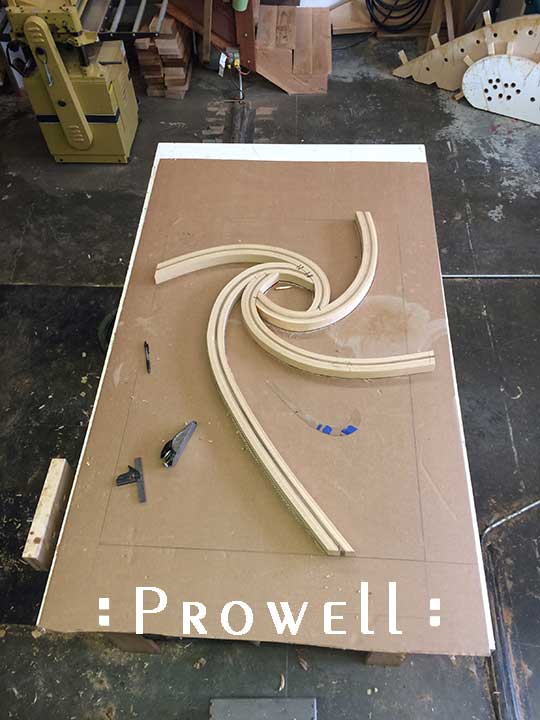 progress shop photograph of the main sines for the vanishing perspective gate #215garden gate 215 shop progress