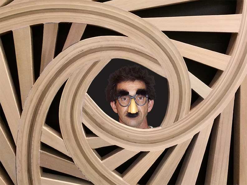 Humurous photograph showing Prowell with vanishing perspective gate #215