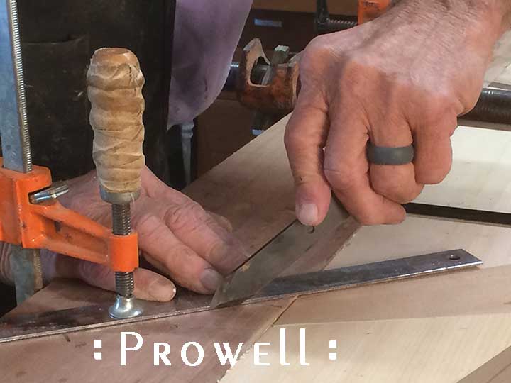shop progress photograph showing the inlays for the artistic wood gate #217