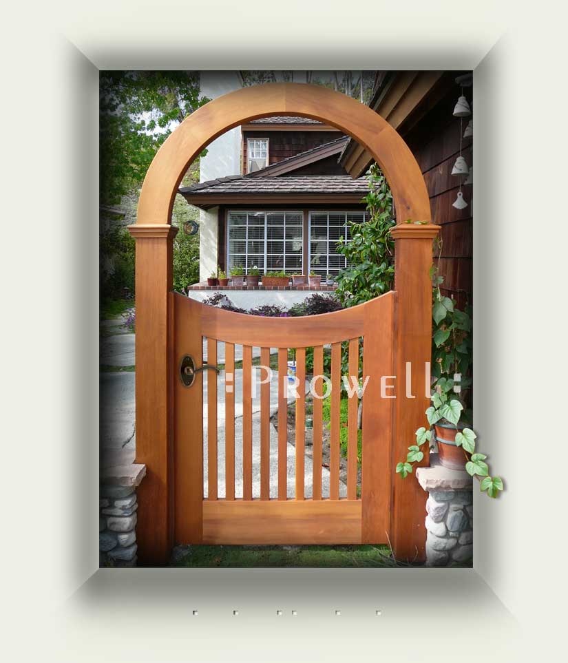 Site photo showing wooden gate #25 and wood arbor #10 in Los Angeles, California