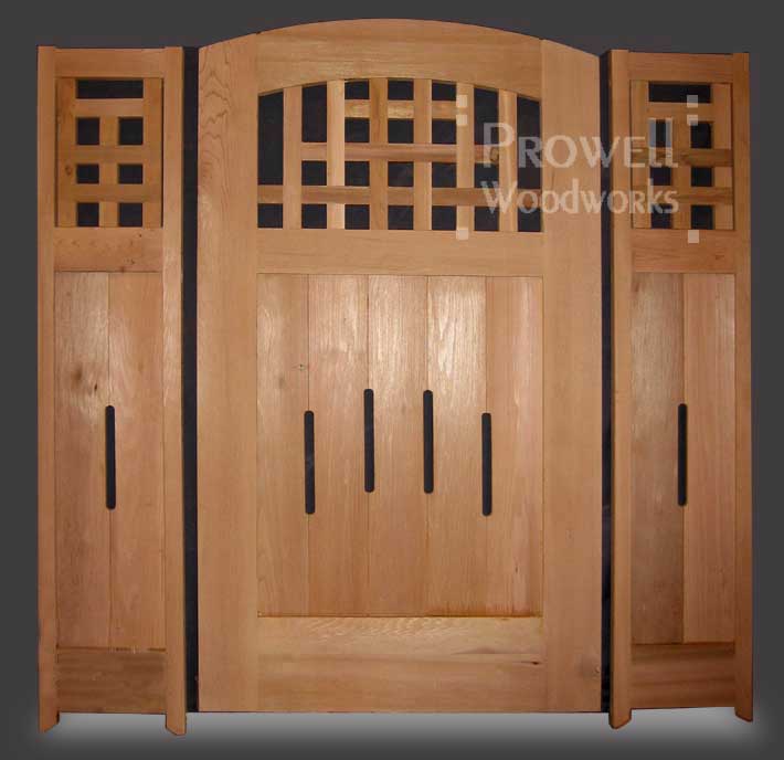 cropped photo of wood gate #28 with two narrow matching fence panels