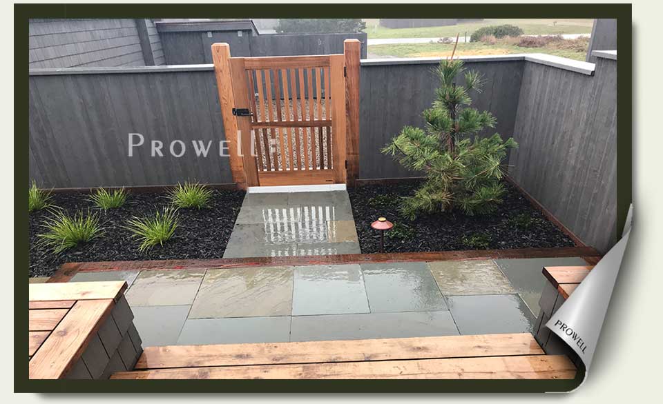 on site photo showing the cedar color of outdoor gate #40-3 at Sea Ranch, California.