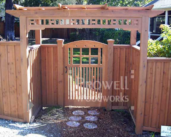 site photograph showing arching wood garden gate #53 in san anselmo, california