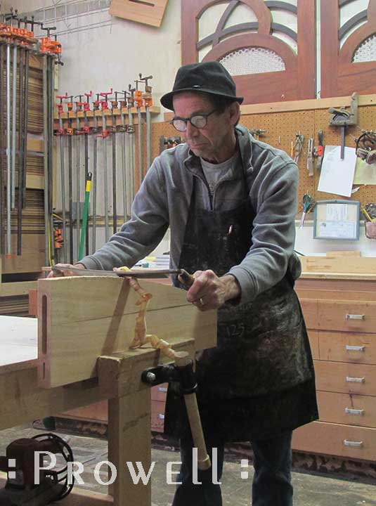 shop photo sowing charles truing a radius with a radii wood plane.