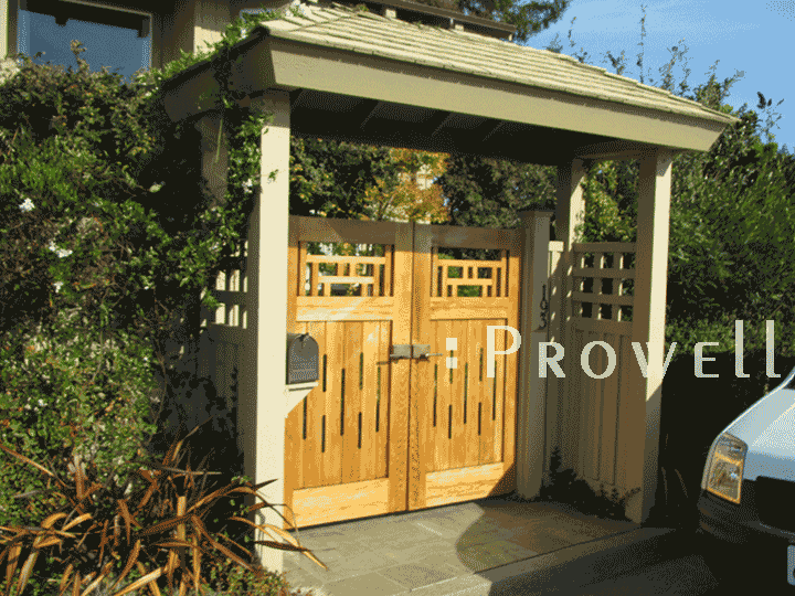 Arts and Crafts wood garden gates in Marin County