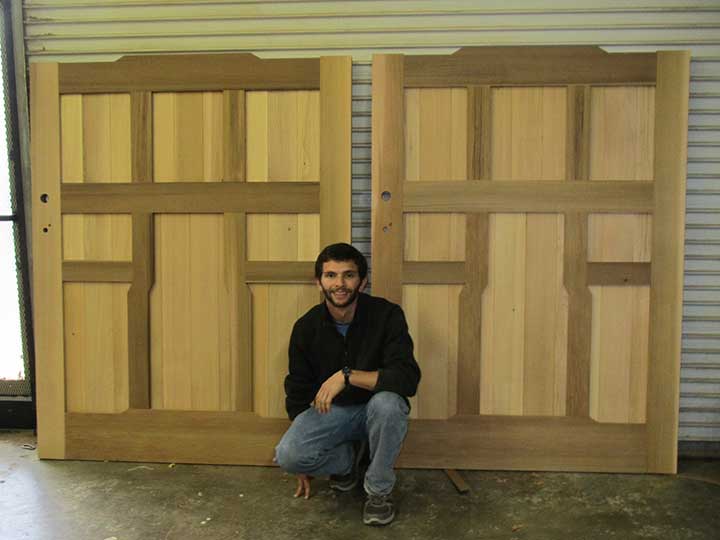 shop photograph showing ben prowell with two garden gates #92. 