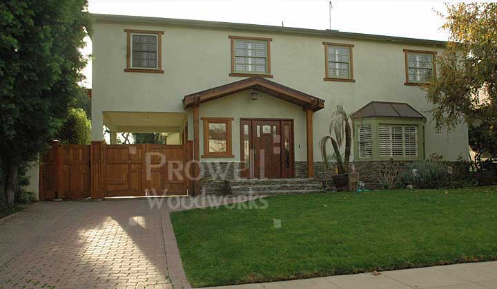 site photograph showing the house with Arts and Crafts gate in Beverly Hills, California