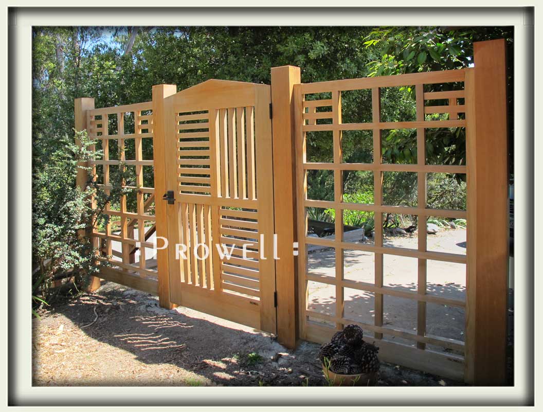 site photograph showing another view of wood gate #95-1 and fence #19 as a deer-proof fence in San Francisco bay area