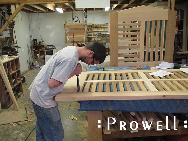 shop photograph showing the finishing touches to building wood gate design #95-1