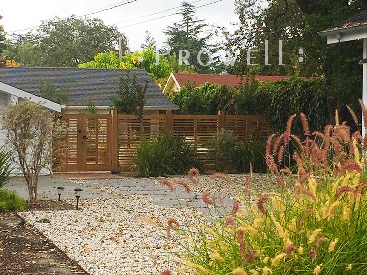 Site photograph showing the outdoor wood gates #99 and fence in sonoma, california