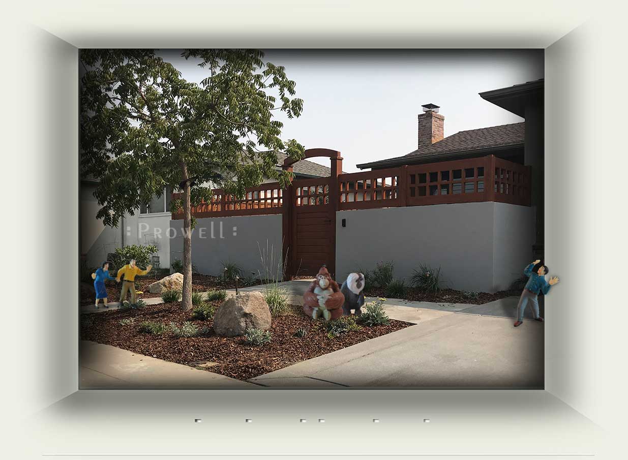 custom wood wall-top fence in san meteo, ca. prowell