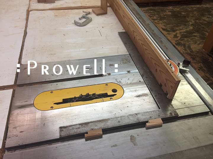 shop photo showing how to align the table saw miter gauge when building a wood gate