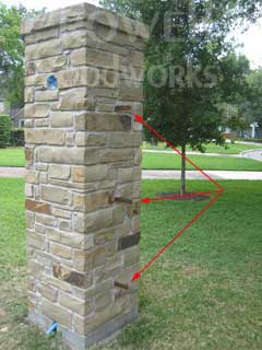 Steel support arms from columns for driveway gates