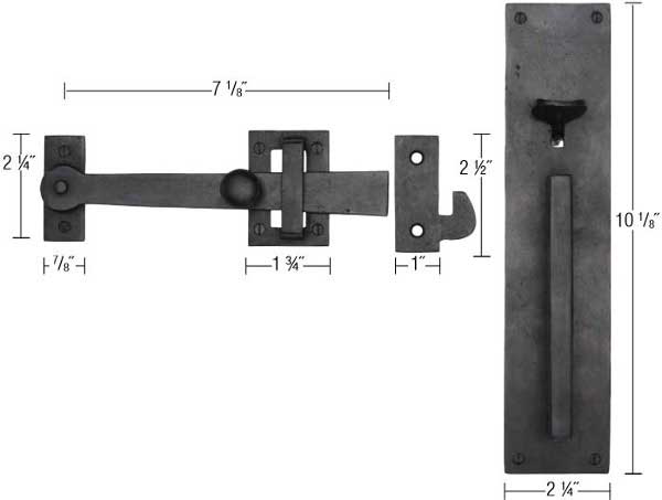 an_3530_specs Ashley Norton Bronze Gate Hardware--Gate Latch 3530