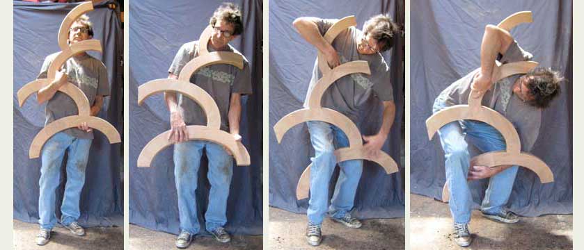 photograph showing charles with the oval assembly for artistic wood gates #203